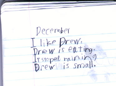 A boy writes in his journal.